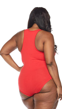 Plus Size Red Racerback Tank Bodysuit - SohoGirl.com