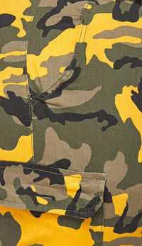 Plus Size Belted Yellow Camouflage Cargo Jogger Pants - SohoGirl.com