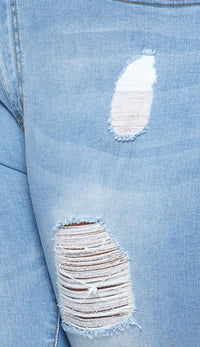 Plus Size High Waisted Distressed Jeans in Light Wash - SohoGirl.com