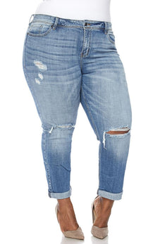 Plus Size Mid Rise Relaxed Cropped Skinny Jeans - SohoGirl.com