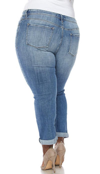 Plus Size Mid Rise Relaxed Cropped Skinny Jeans - SohoGirl.com