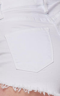 Button Fly Distressed Denim Shorts - White - SohoGirl.com