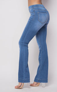 Mid Rise Denim Bootcut Pants in Light Blue - SohoGirl.com