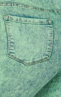 Acid Wash Slightly Ripped Stretchy Skinny Jeans - Green - SohoGirl.com