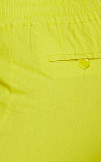 Linen Gold Drawstring Wide Leg Pants - Yellow - SohoGirl.com