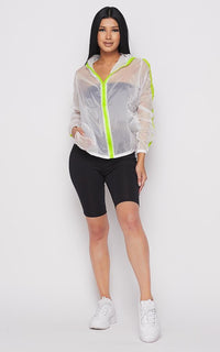 Clear Translucent Two Stripe Zip-Up Jacket - SohoGirl.com