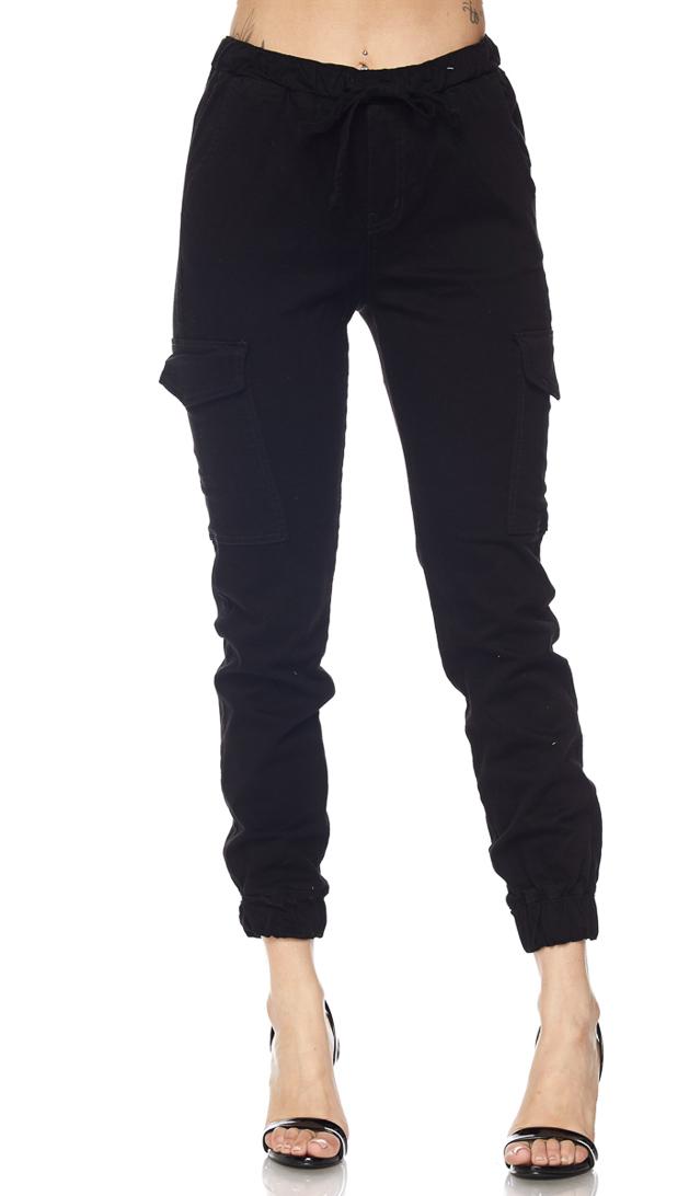 Black Cargo Regular Fit Drawstring Joggers main image 1