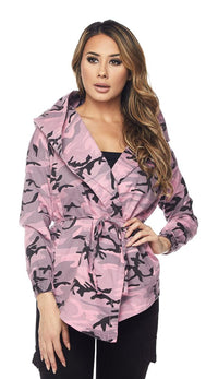 Pink Camouflage Draped Hooded Jacket - SohoGirl.com
