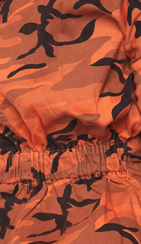 Orange Camouflage Draped Hooded Jacket - SohoGirl.com