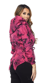 Hot Pink Camouflage Draped Hooded Jacket - SohoGirl.com