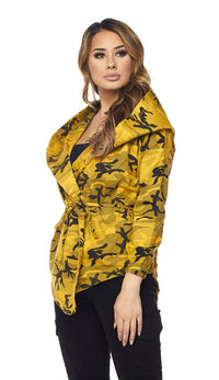 Yellow Camouflage Draped Hooded Jacket - SohoGirl.com