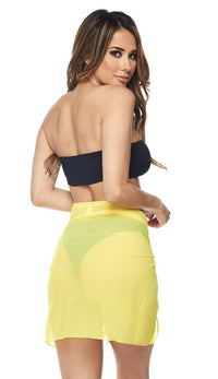 Short Sarong Mesh Cover Up in Yellow - SohoGirl.com