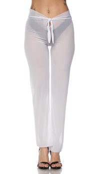 White Front Tie Mesh Cover Up Pants - SohoGirl.com