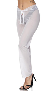 White Front Tie Mesh Cover Up Pants - SohoGirl.com