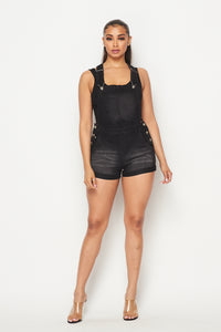 Denim Overall Shorts in Vintage Black - SohoGirl.com