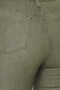 Vibrant Scrunch Up Bootcut Denim Jeans - Olive - SohoGirl.com
