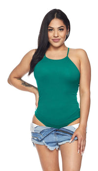 Green Ribbed High Neck Bodysuit - SohoGirl.com