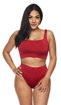 Red Full Coverage High Waisted Bikini - SohoGirl.com