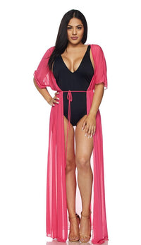 Hot Pink Sheer Mesh Maxi Duster (Plus Sizes Available) - SohoGirl.com