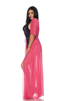 Hot Pink Sheer Mesh Maxi Duster (Plus Sizes Available) - SohoGirl.com