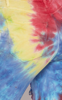 Distressed Ankle High Waisted Skinny Jeans - Circus Tie-Dye - SohoGirl.com