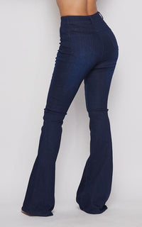 High Waisted Stretchy Bell Bottom Jeans (S-3XL) - Dark Denim - SohoGirl.com