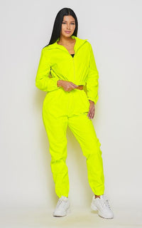 Neon Windbreaker Tracksuit Pants Set - Yellow –