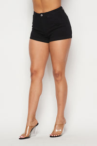 Destructed High Waisted Denim Shorts - Black - SohoGirl.com