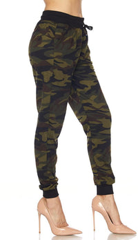 Zipper Detail Drawstring Camouflage Jogger Pants - SohoGirl.com