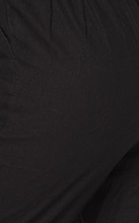 Linen Tie Waist Cropped Pants - Black - SohoGirl.com