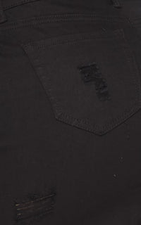 Distressed Denim A-Line Short Skirt - Black - SohoGirl.com