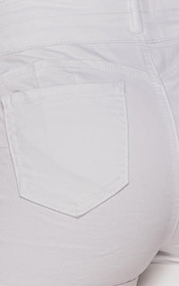 Stretchy 2-Button Cuffed Denim Shorts - White - SohoGirl.com
