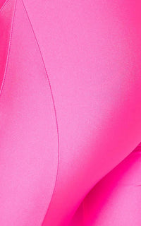 Plunging Neck Sleeveless Nylon Biker Romper - Neon Pink - SohoGirl.com