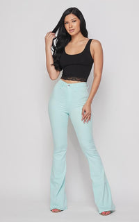 High Waisted Bell Bottom Jeans - Mint - SohoGirl.com