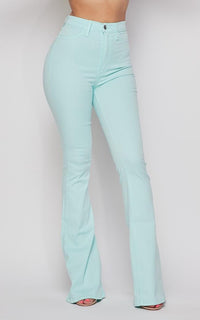 High Waisted Bell Bottom Jeans - Mint - SohoGirl.com