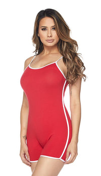 Basic Camisole Side Stripe Romper in Red - SohoGirl.com