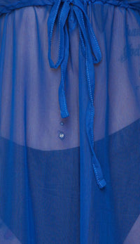 Royal Blue Short Sleeve Mesh Cover Up Dress - SohoGirl.com