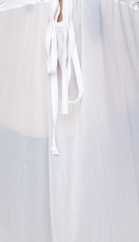 White Short Sleeve Mesh Cover Up Dress - SohoGirl.com