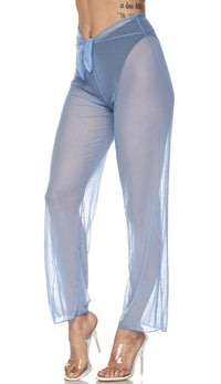 Light Blue Front Tie Mesh Cover Up Pants - SohoGirl.com