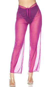 Violet Front Tie Mesh Cover Up Pants - SohoGirl.com
