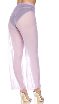 Lavender Front Tie Mesh Cover Up Pants - SohoGirl.com