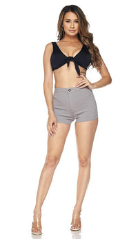 Solid High Waisted Shorts in Gray - SohoGirl.com
