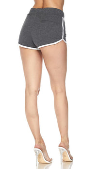 Side Stripe Comfy Drawstring Shorts - Charcoal - SohoGirl.com