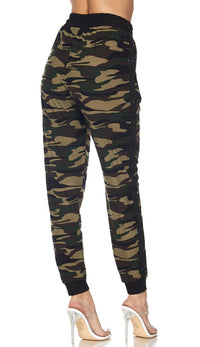 Camouflage Side Stripe Drawstring Jogger Pants - SohoGirl.com