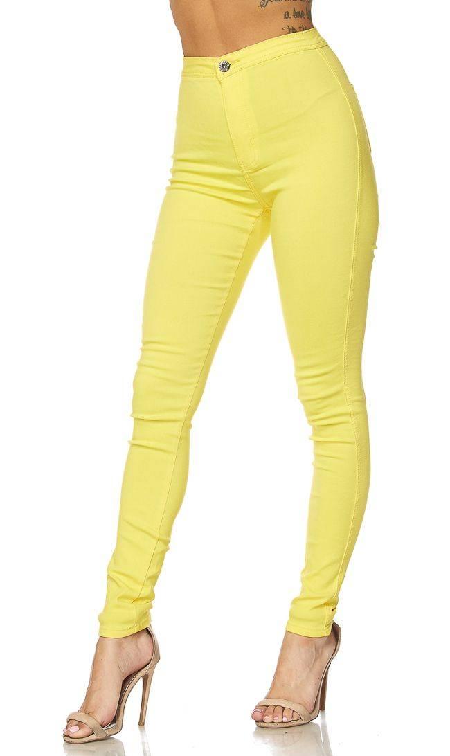 Super High Waisted Stretchy Skinny Jeans - Yellow – SohoGirl.com