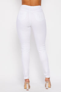 Super High Waisted Super Distressed Skinny Jeans - White - SohoGirl.com