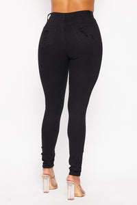 Super High Waisted Super Distressed Skinny Jeans - Black - SohoGirl.com