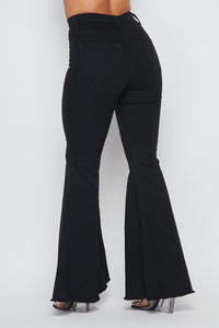 High Waisted Super Flare Bell Bottoms Jeans (1-3XL) - Black - SohoGirl.com