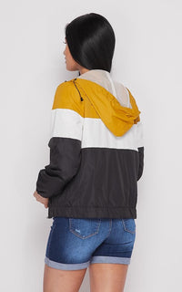 Striped Colorblock Windbreaker Jacket in Mustard - SohoGirl.com