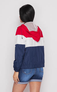 Striped Colorblock Windbreaker Jacket in Red - SohoGirl.com